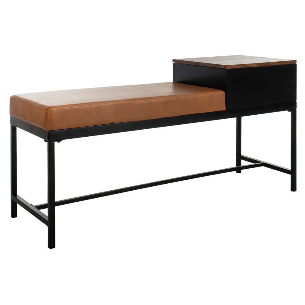 Transitional Maruka 47" Storage Bench in Black and Brown