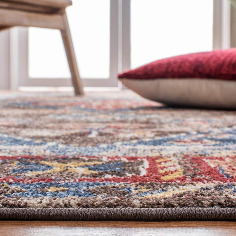Blue Bijar Square Synthetic Stain-Resistant Accent Rug