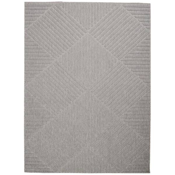 Home Decorators Collection Palamos Light Gray 4 ft. x 6 ft. Geometric Contemporary Indoor/Outdoor Patio Area Rug
