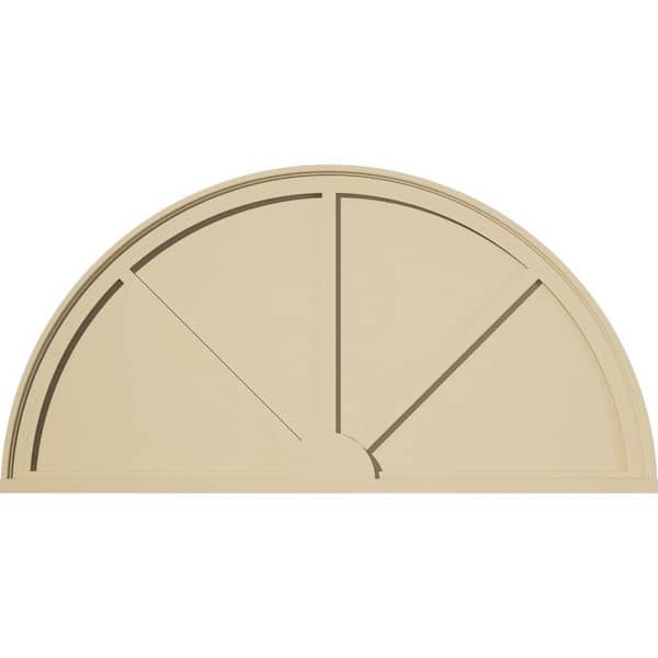 48-in. W x 24-in. H x 2-in. P Half Round 3 Spoke Signature Urethane Pediment, Primed Tan