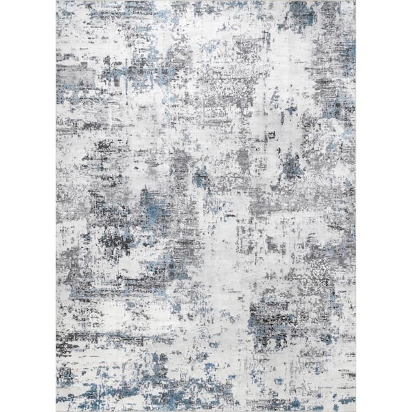 Dali Gray 8 ft. x 10 ft. Machine Washable Modern Abstract Indoor Living Room/Kitchen/Bedroom/Dining Room Area Rug