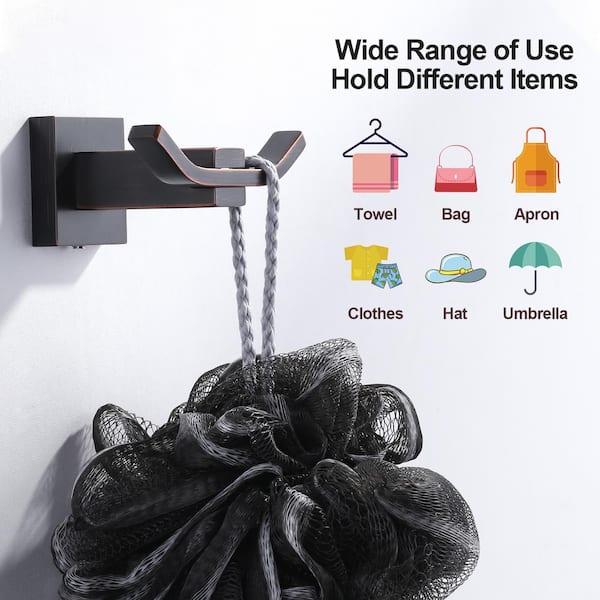 Wall Mount J-Hook Double Robe/Towel Hook in Oil Rubbed Bronze