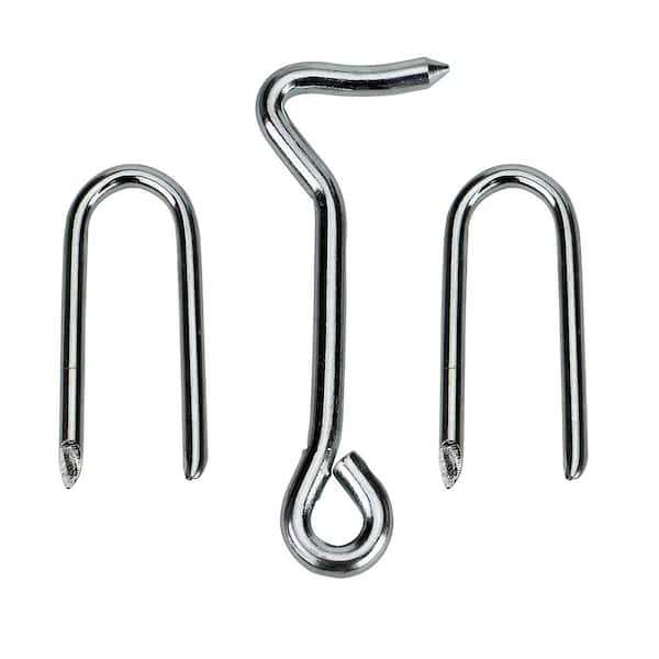 Everbilt 4 in. Zinc Plated Gate Hook with Staples