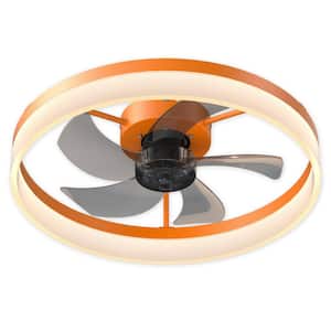 20 in. Dimmable Integrated LED Orange Indoor Fan 6 Speeds Modern Style Fan Light with Remote.