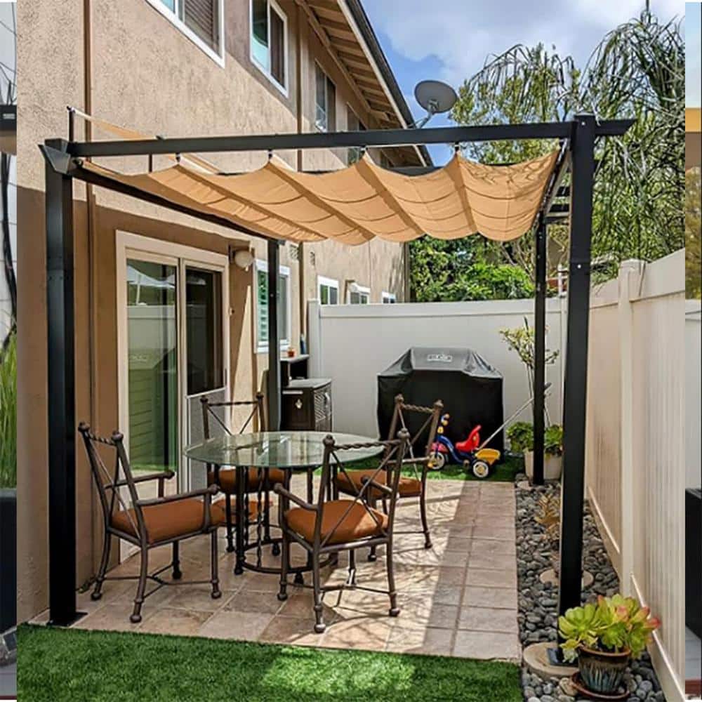 ToolCat 10 ft. x 13 ft. Dark Gray Aluminum Outdoor Patio Retractable ...