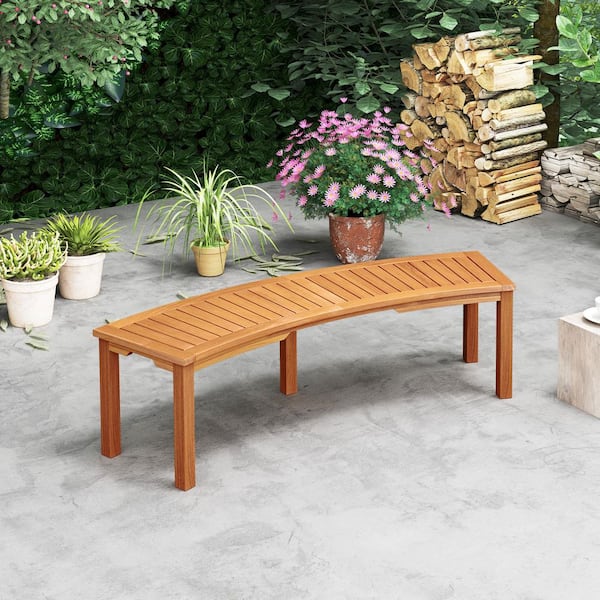 Natural Acacia Wood Outdoor Garden Bench(1-Pack)