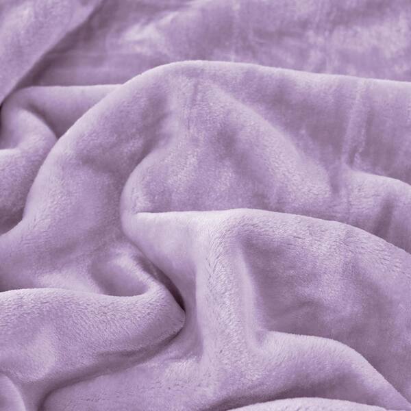 JML Light Purple Reversible Microfiber Fleece Blanket 79 in. x 91