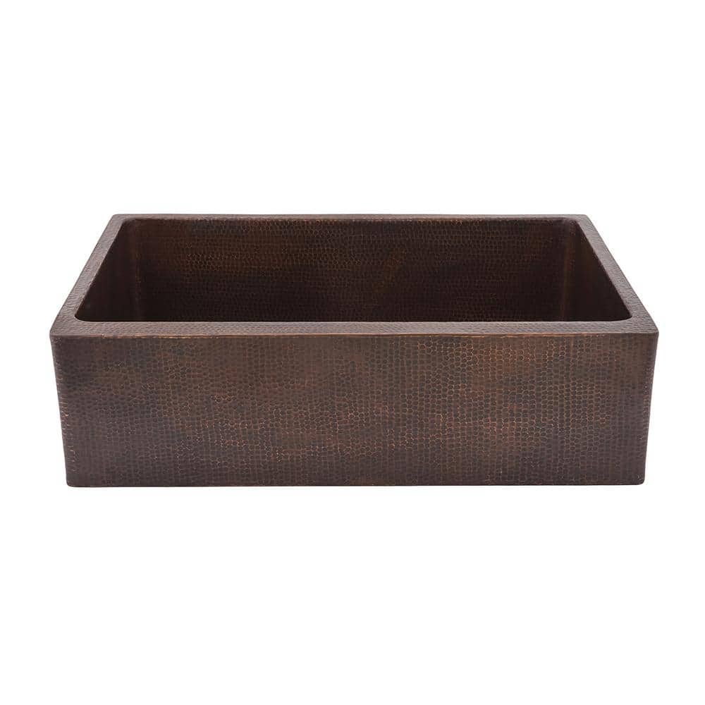 33" Hammered Copper Farmhouse Drop-In Kitchen Sink