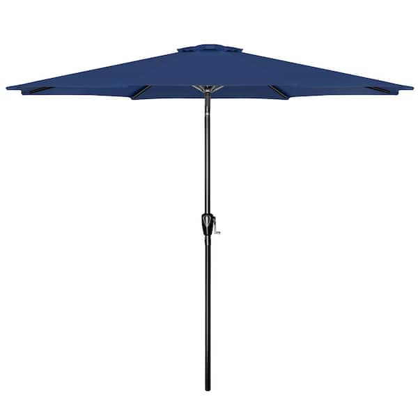 Unbranded 10 ft. Outdoor Market Patio Umbrella in Dark Blue with Push Button Tilt/Crank for Yard, Poolside, Garden