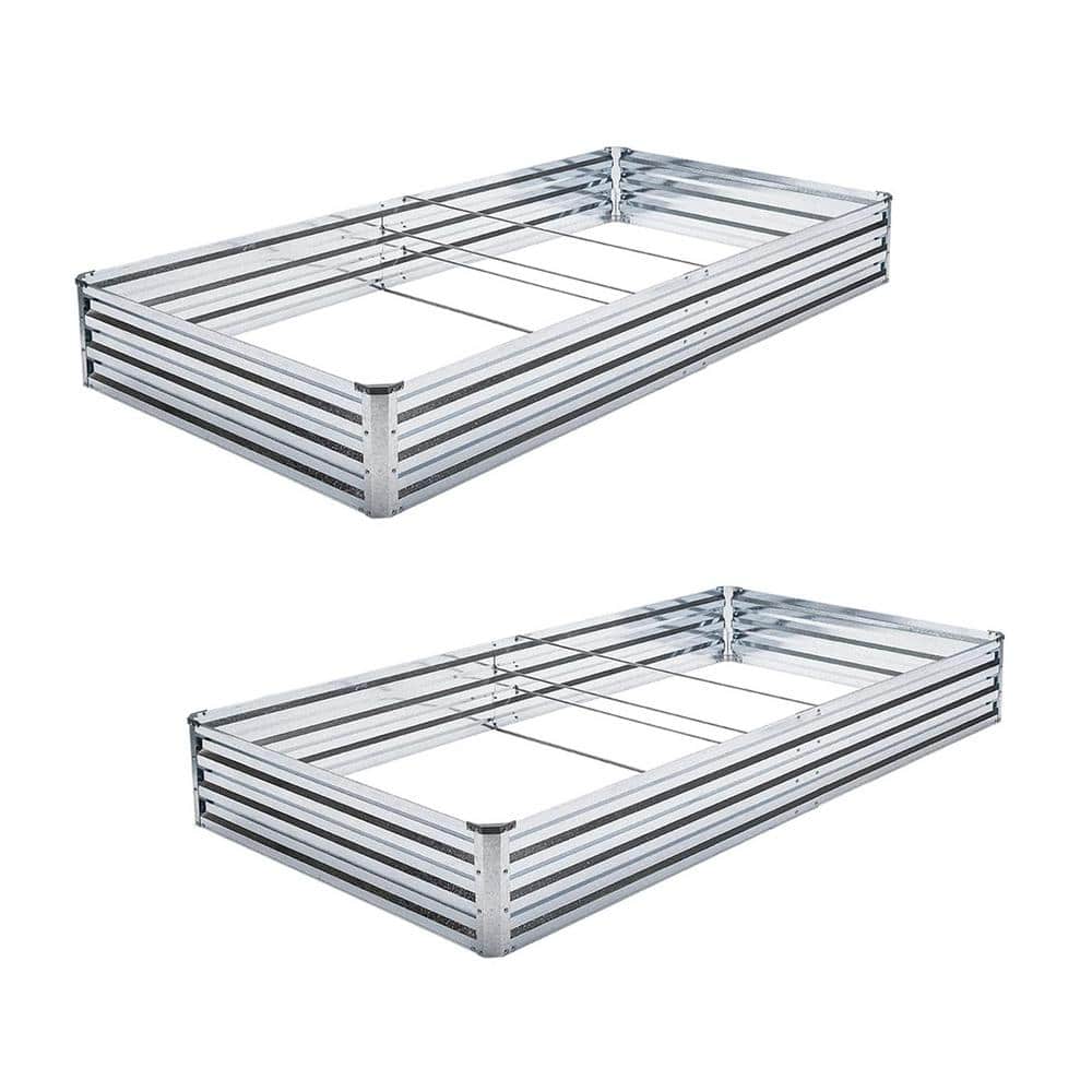 72D x 36W x 12H Galvanized Raised Garden Bed Kit Metal Raised Plante