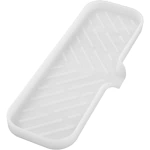 12 in. Silicone Bathroom Soap Dishes Drain and Kitchen Sink Organizer, Sponge Holder, Dish Soap Tray in Translucent