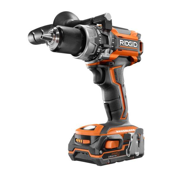 RIDGID - 18-Volt Lithium-Ion Cordless Brushless 1/2 in. Compact Hammer Drill with (2) 1.5 Ah Batteries and 18-Volt Charger