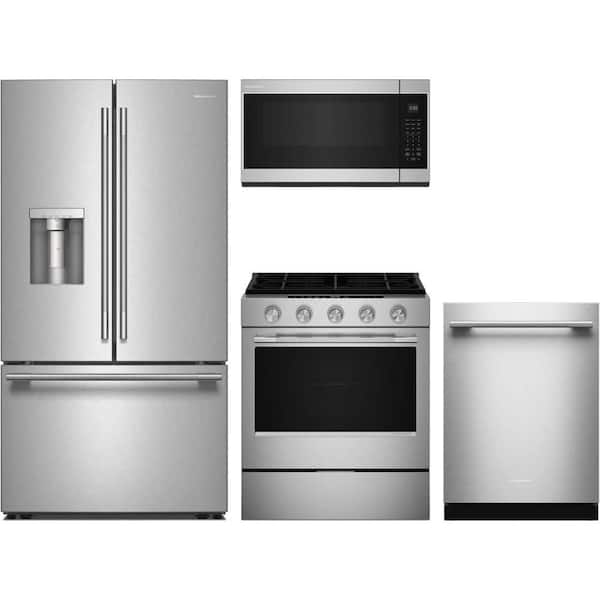 30 cu. ft. Standard Depth Refrigerator with 5 Element Slide-In Gas Range and Dishwasher with 3rd Rack