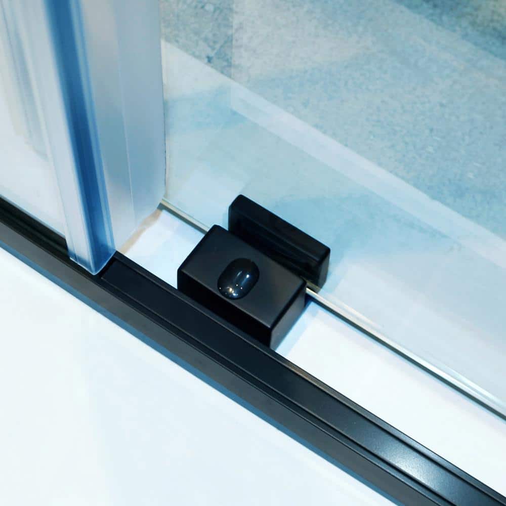 Matte Black Semi-Frameless Sliding Shower Door with Tempered Glass