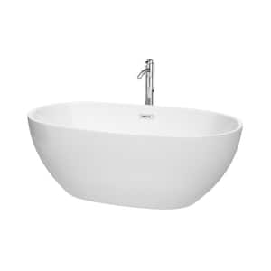 Juno 5.3 ft. Acrylic Flatbottom Non-Whirlpool Bathtub in White with Polished Chrome Trim and Faucet
