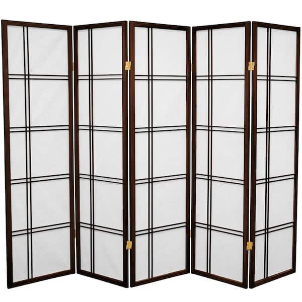Oriental Furniture 5 ft. Walnut 5-Panel Room Divider