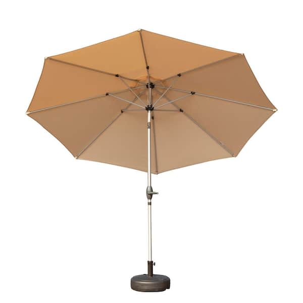 10 ft. Beige Patio Umbrella in with Push Button Tilt and Crank