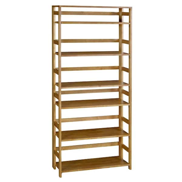 Regency 67 in. Medium Oak Wood 6-shelf Foldabe Standard Bookcase