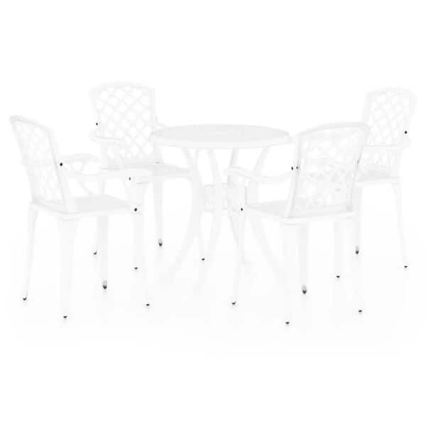 Kasa White 5-Piece Metal Outdoor Bistro Set