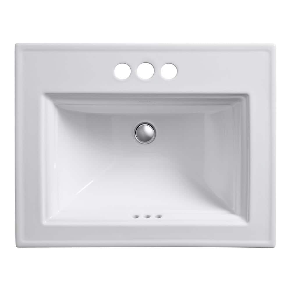Memoirs Stately White Ceramic Self-Rimming Bathroom Sink 23" x 18"