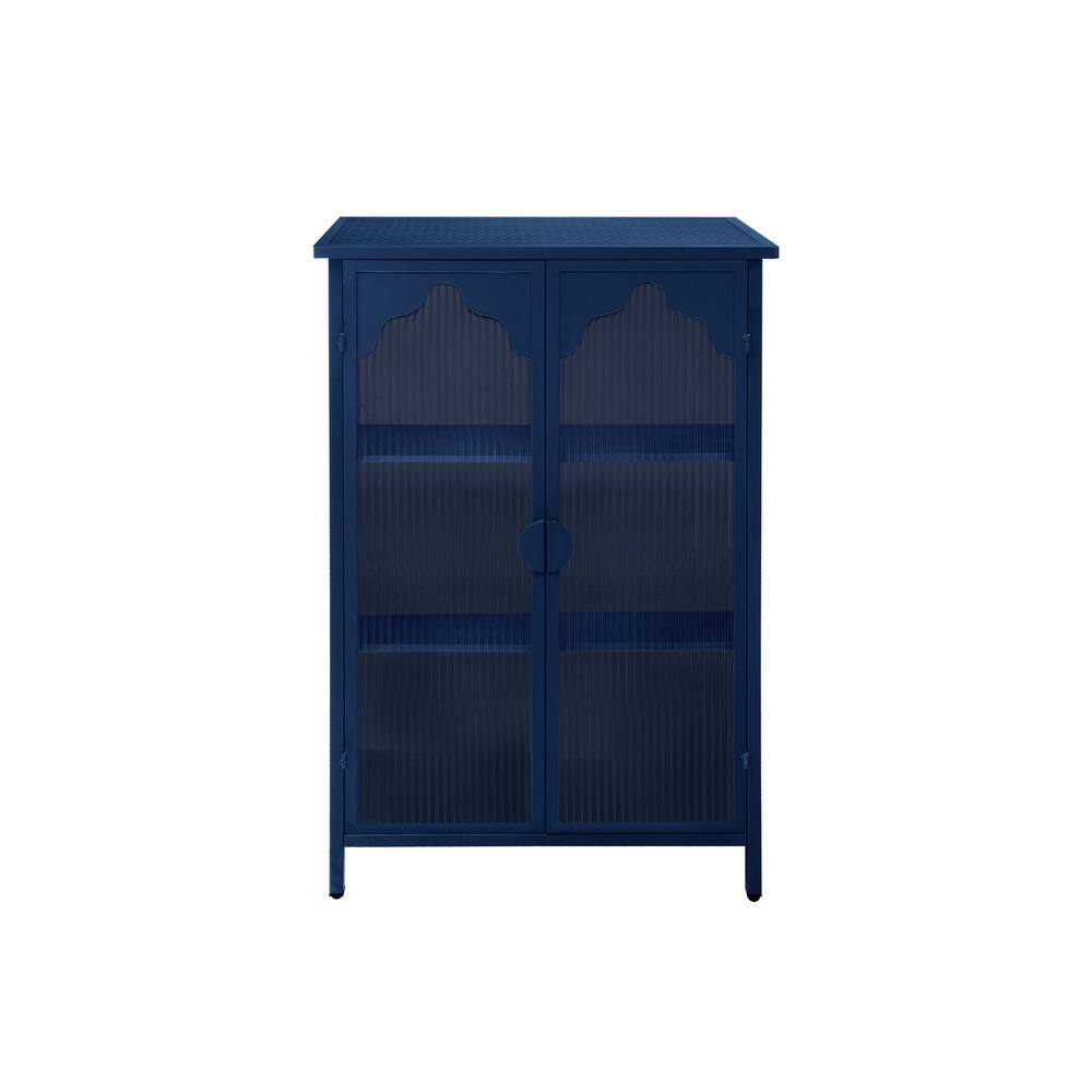 25.98 in. W x 13.31 in. D x 42.44 in. H Dark Blue Linen Cabinet with Glass 