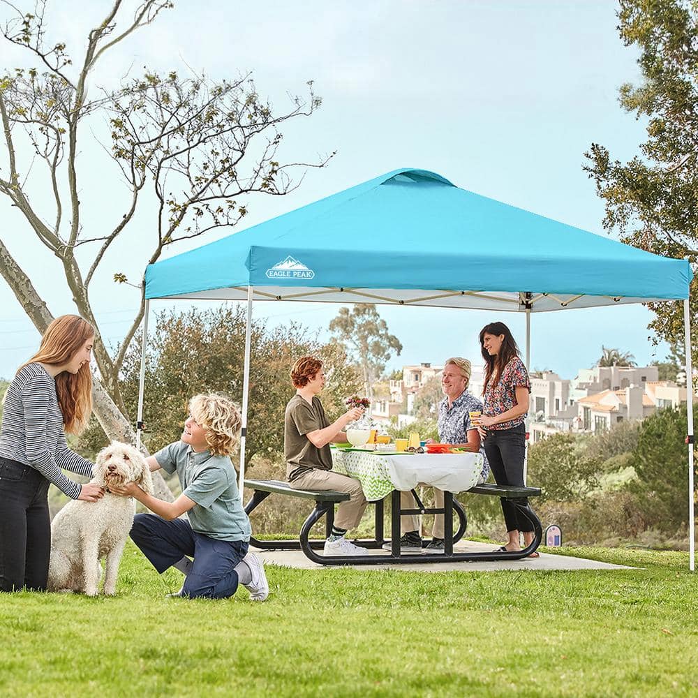 EAGLE PEAK 10 ft. x 10 ft. Light Blue Pop Up Canopy Tent