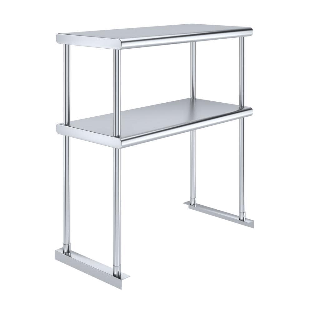 AMGOOD 14 in. x 30 in. Stainless Steel Double Over Shelf for