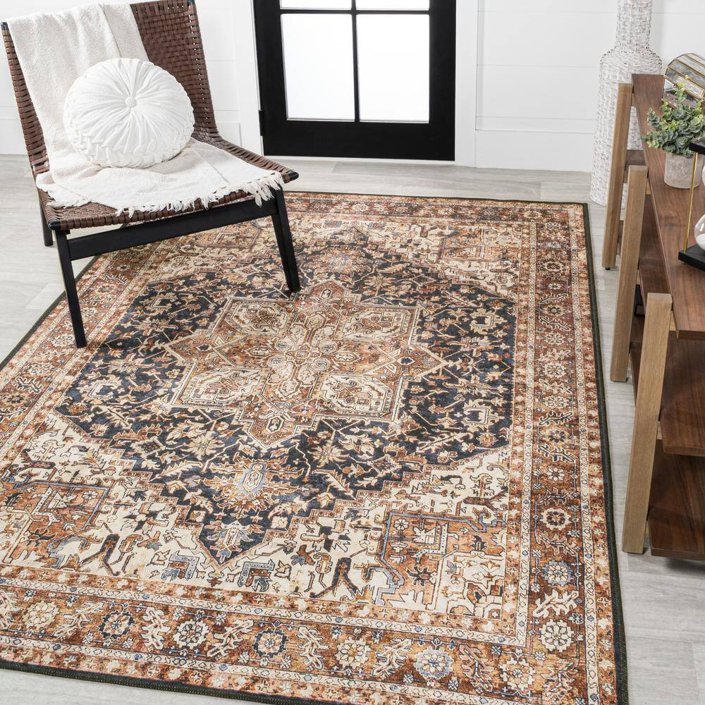 Chapell Chenille Black and Terra Medallion 8' x 10' Area Rug