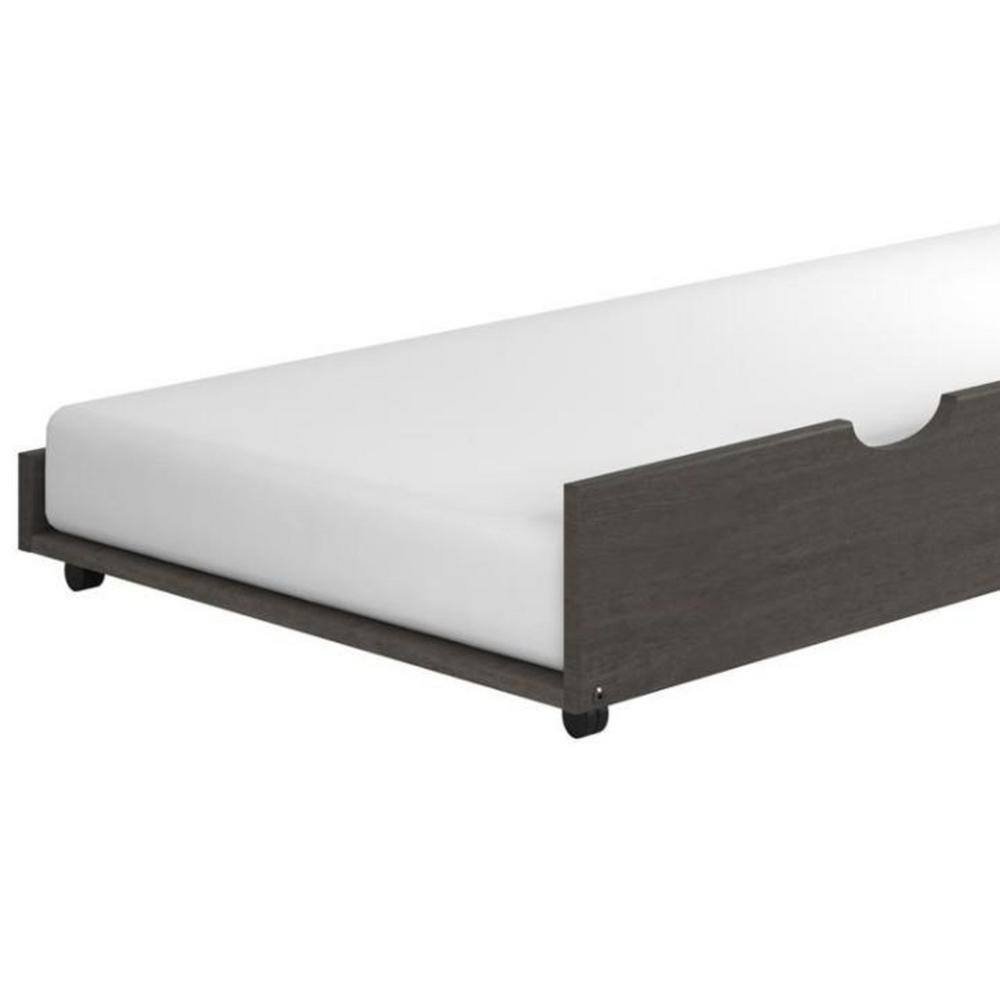 Dark Gray Pine Twin Trundle Bed with Casters