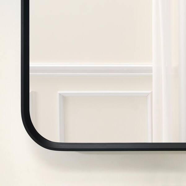 WELLFOR Bella 48 in. W x 36 in. H Rectangular Aluminum Framed Wall-Mounted Bathroom Vanity Mirror in Matte Black