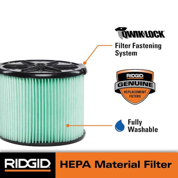 Genuine HEPA Material Pleated Shop Vacuum Filter Replacement for Most 3-4.5 Gallon RIDGID Wet Dry Vacs (4-Pack) VF3600A