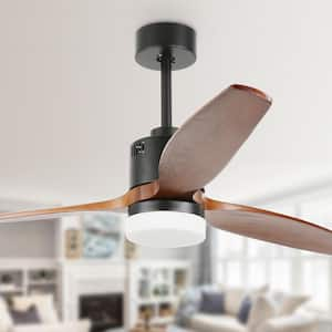 Novella 52in. LED 6-Speed Solid Wood IndoorJapandi-Zen Ceiling Fan With Light,Latest DC Motor, Matte Black