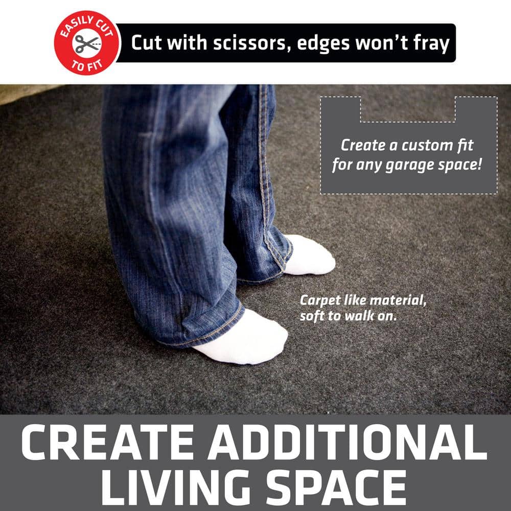 Charcoal 20' x 7'4" Waterproof Garage Floor Mat with Double Sided Tape