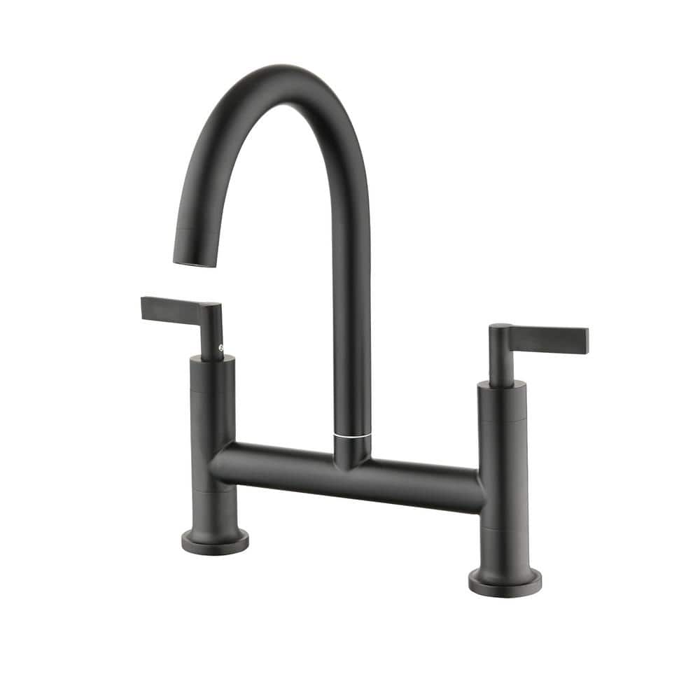 Double Handle Bridge No Sensor Kitchen Faucet with 360-Degree Swivel Spout 