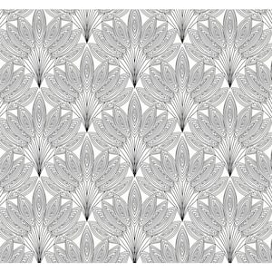 Ebony Peacock Leaves Vinyl Peel and Stick Wallpaper Roll 40.5 sq. ft.
