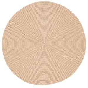 Braided Beige 4 ft. x 4 ft. Abstract Round Area Rug