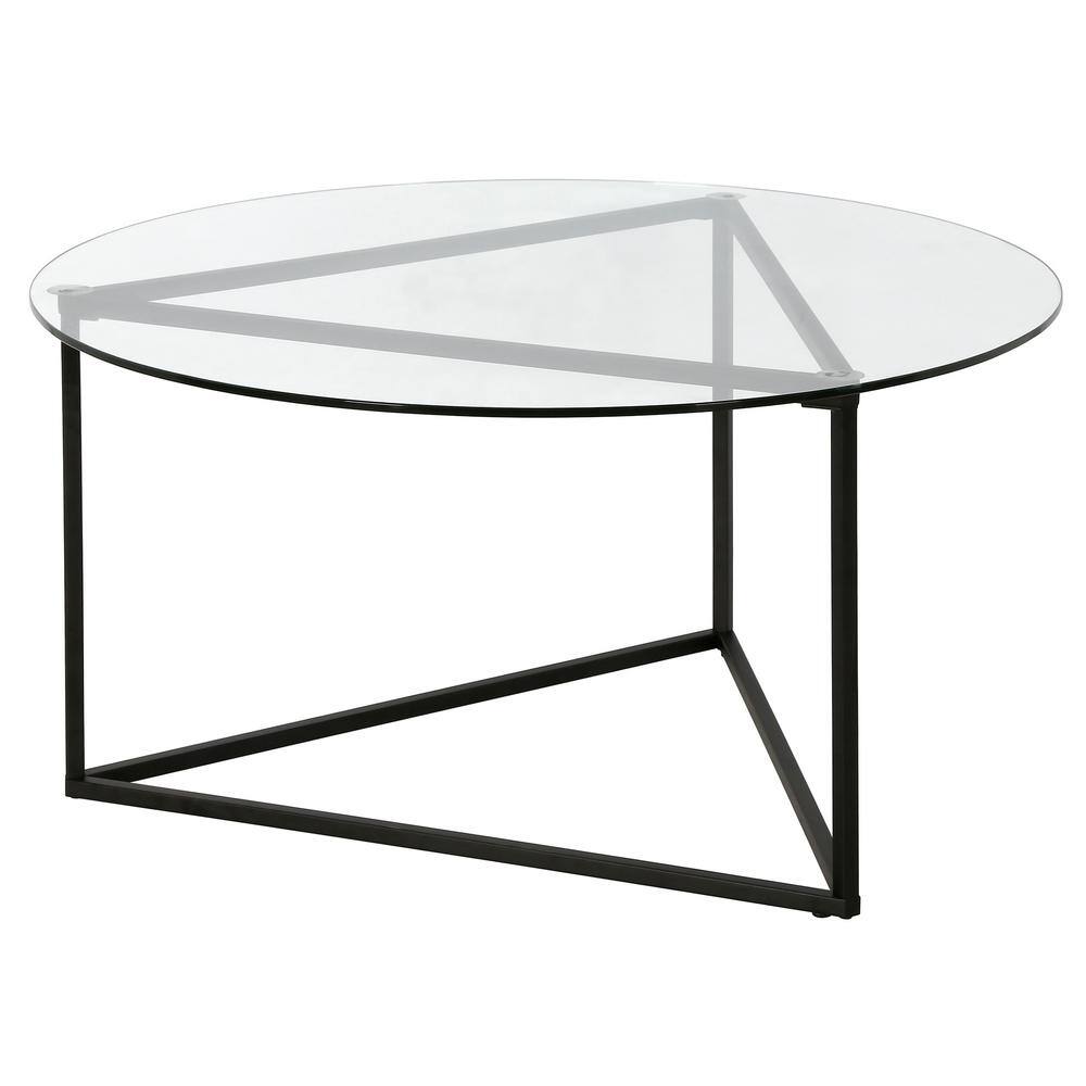 Blackened Bronze Round Glass Cocktail Table
