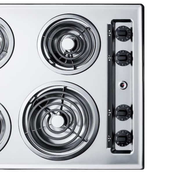 30 in. Coil Top Electric Cooktop in Chrome with 4 Elements