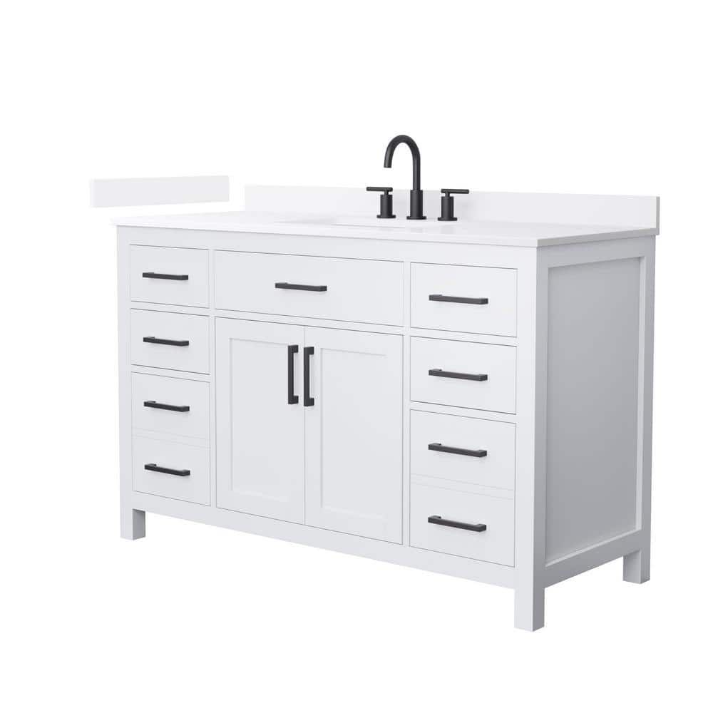 Beckett 54 in. Single Freestanding White Bath Vanity with White Quartz Top Unassembled price history on PriceWatchPro