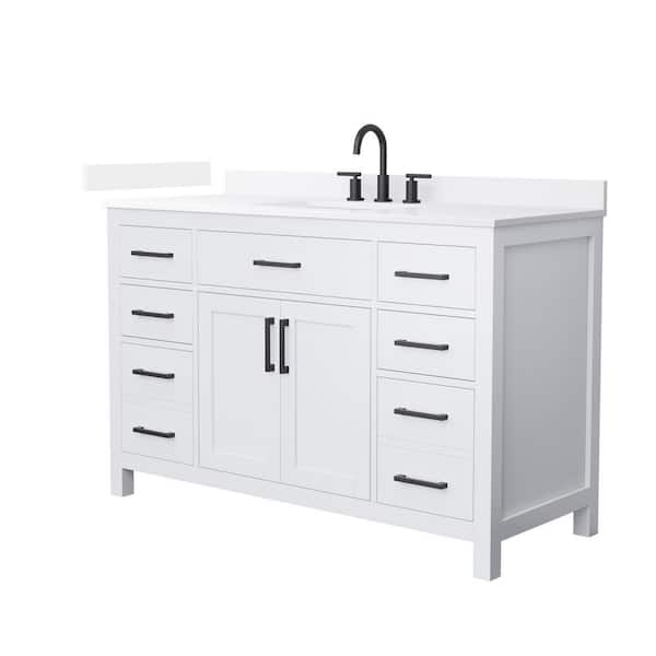 Beckett 54 in. Single Freestanding White Bath Vanity with White Quartz Top Unassembled