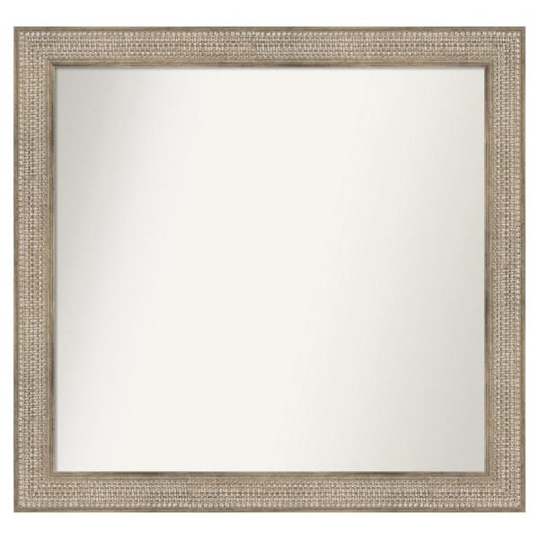 Amanti Art Trellis Silver 40 in. x 38 in. Custom Non-Beveled Wood Framed Bathroom Vanity Wall Mirror