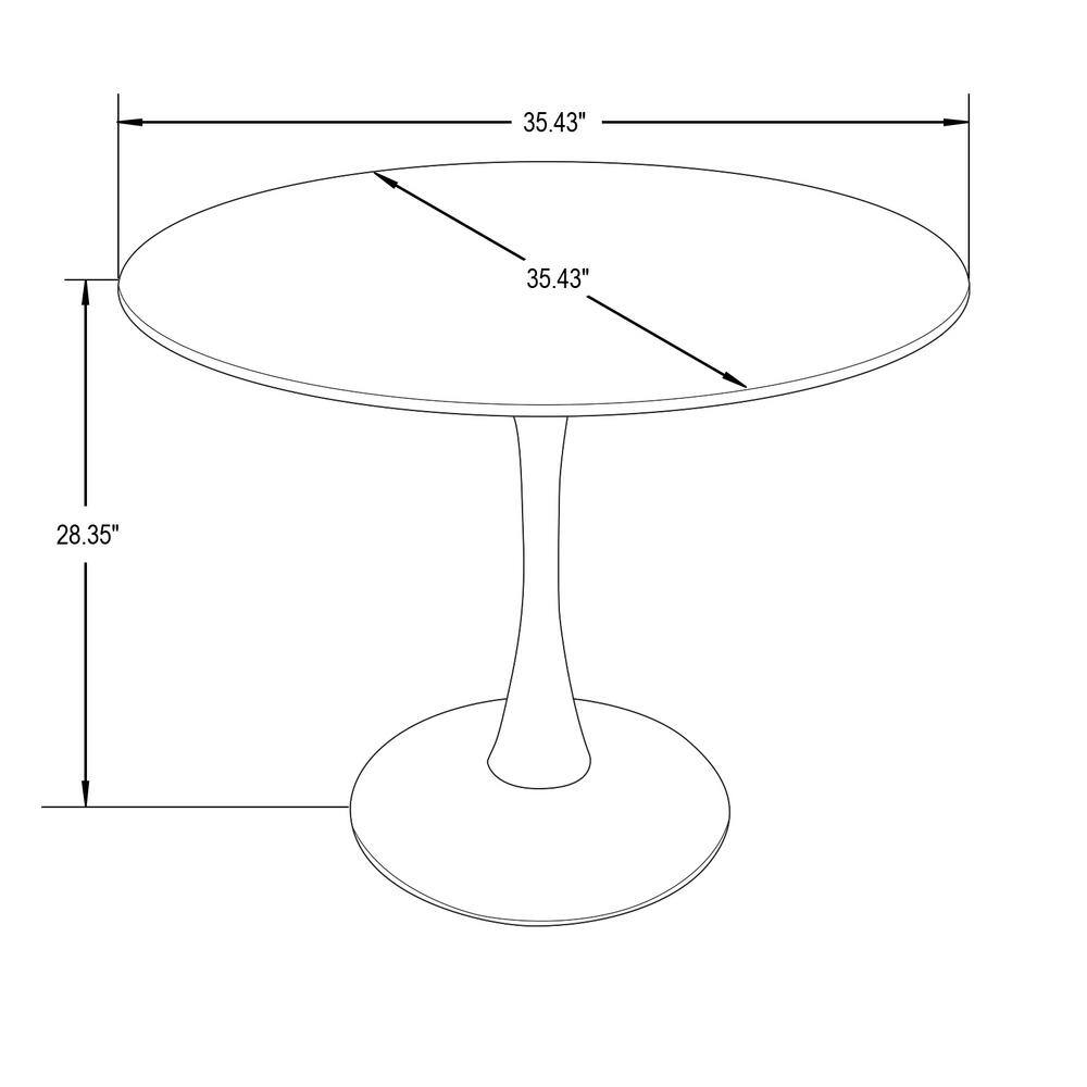 Bristol Black Round Mid-Century Modern Dining Table with Wood Top