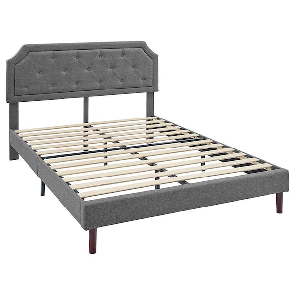 BIKAHOM Gray Button-Tufted Upholstered Frame Full Platform Bed BU1002G ...