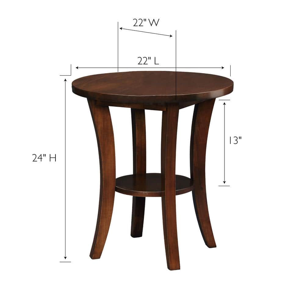 Boa 22-Inch Chocolate Cherry Solid Wood Round Side Table