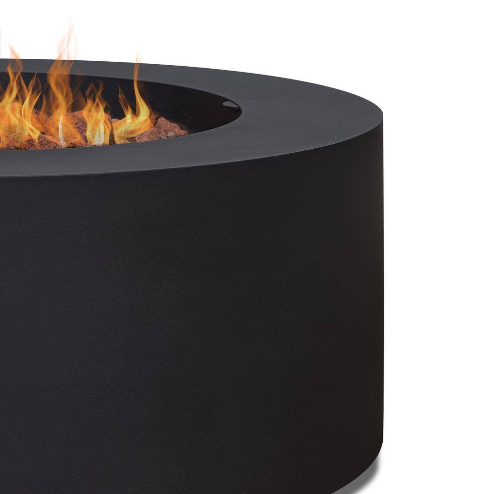 Aegean 36" Round Black Steel Gas Fire Pit Table