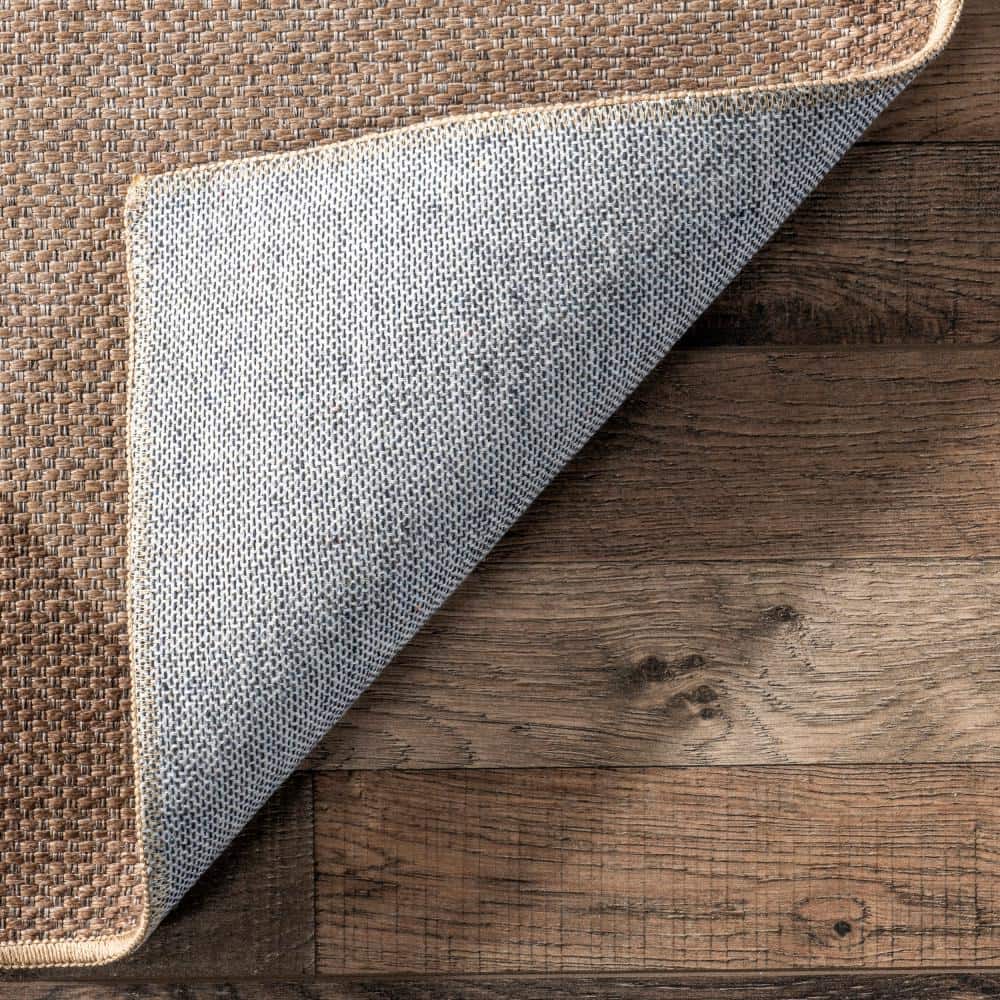 Natural Brown Faux Jute 4' x 6' Machine Washable Area Rug