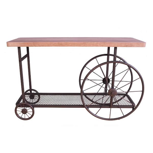 HomeRoots 49 in. Brown Rectangle Wood Coffee Table with Shelves
