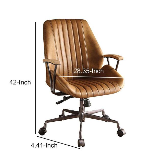 Benjara Coffee Brown Metal And Leather, Brown Leather Executive Office Chair