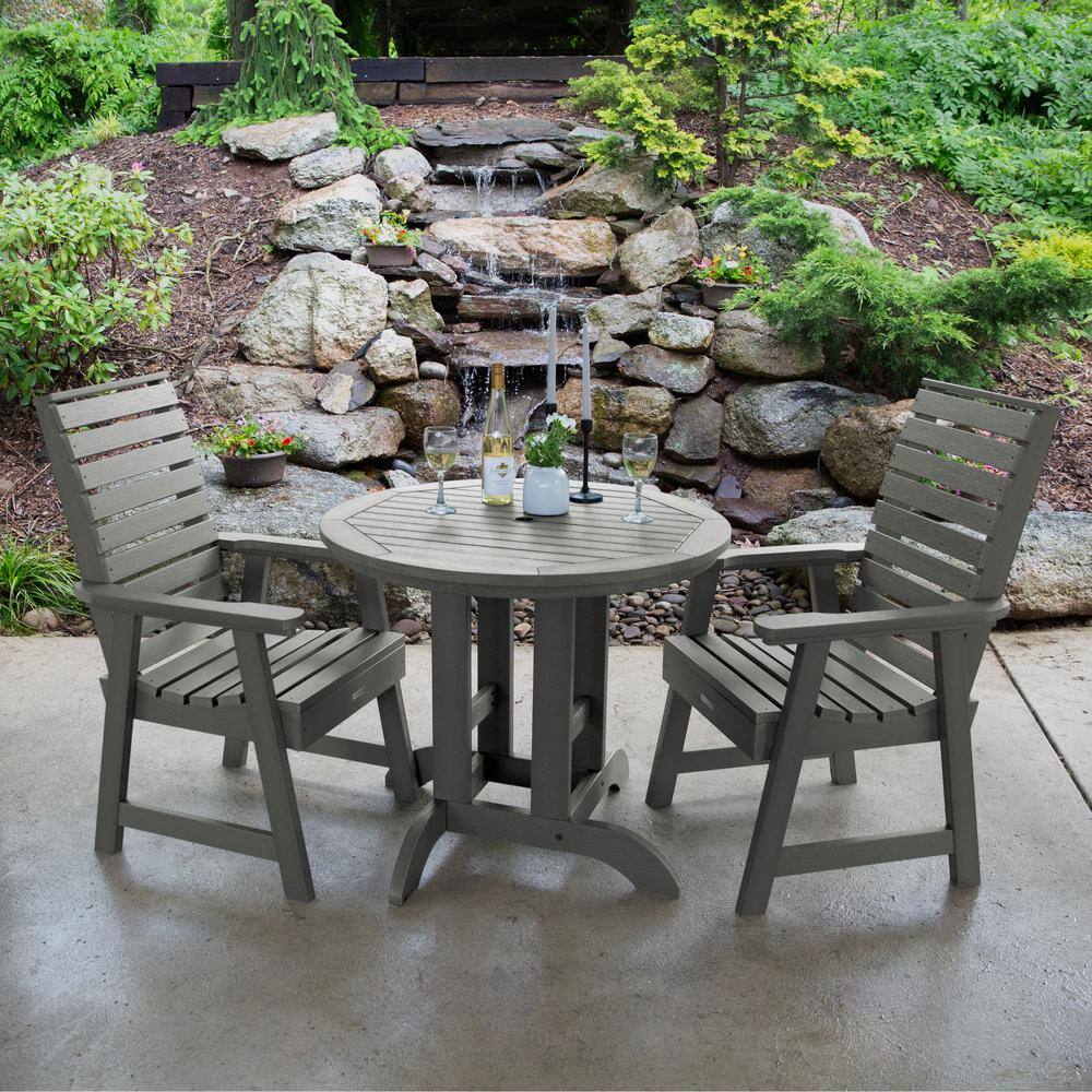 Weatherly Coastal Teak 3-Piece Round Dining Set