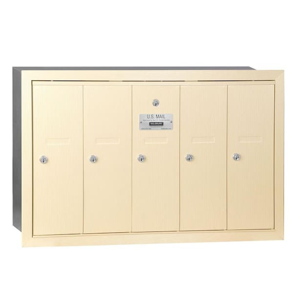 Salsbury Industries Sandstone Recessed-Mounted USPS Access Vertical Mailbox with 5 Doors